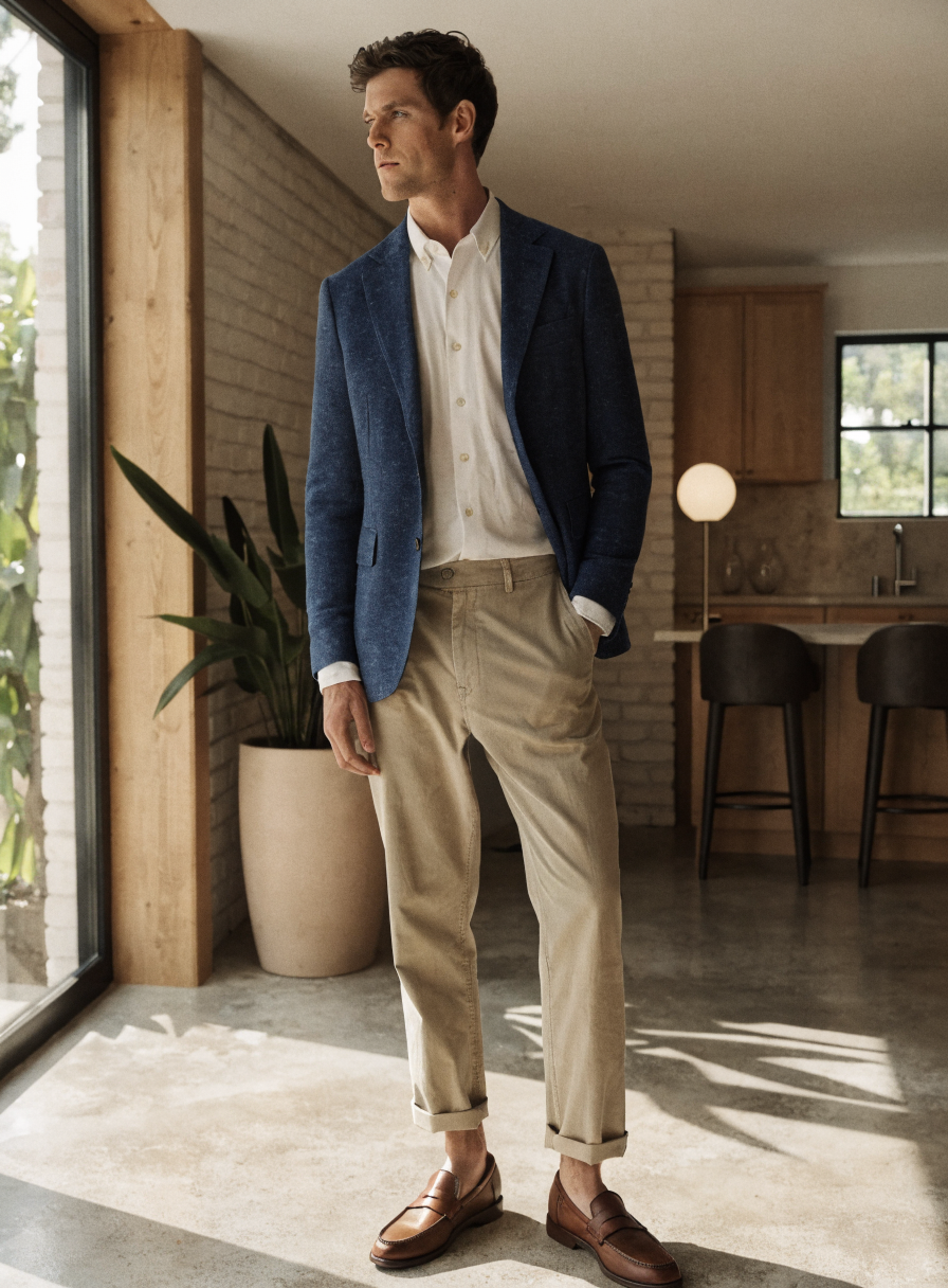 ShopNational men's style guide featuring layered outfit combinations